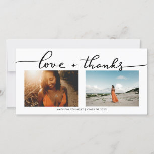 Modern Love & Thanks Graduate Photo Collage Thank You Card