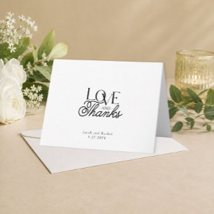 Modern Love & Thanks Script Wedding Photo Thank You Card