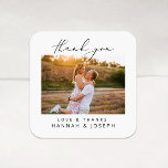 Modern Love & Thanks Wedding Favours Square Sticker<br><div class="desc">Shop the collection here: https://www.zazzle.co.uk/collections/modern_minimalist-119052317964885904?rf=238296117664346256</div>