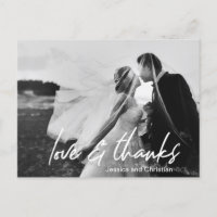 Modern Love & thanks Wedding Photo thank you