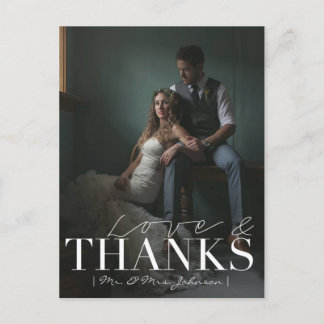 Modern Love & Thanks | Wedding Thank You Photo Postcard
