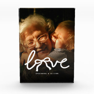 Modern Love Typography Grandma Custom Photo Gift Block
