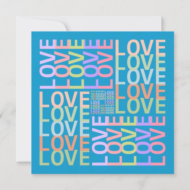 Modern "LOVE" Typography on Electric Blue Card (Front)