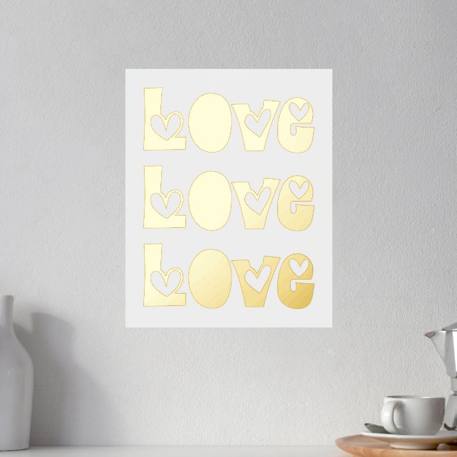 Modern LOVE typography with red hearts white gold Foil Prints (In Situ (Counter 2))