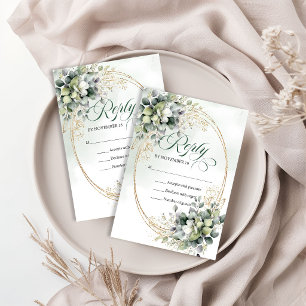 Modern Love Watercolor Greenery Botanical Wedding RSVP Card