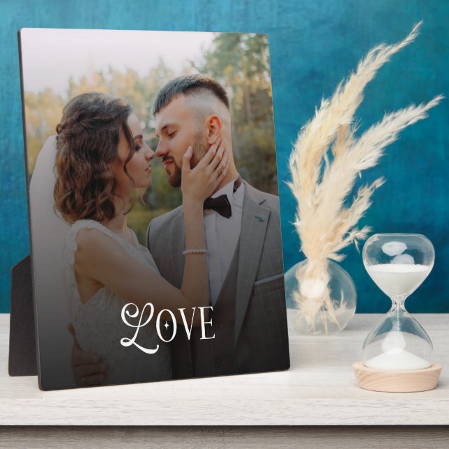 Modern Love Wedding Photo Couples Plaque (Side)
