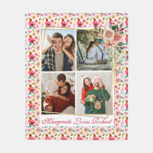 Modern LOVE YOU 4 Photos Valentine's day gift cute Fleece Blanket