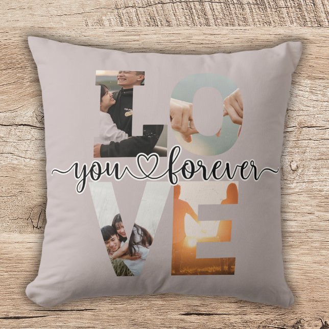 Modern Love You Forever Photo Collage Throw Pillow (Creator Uploaded)