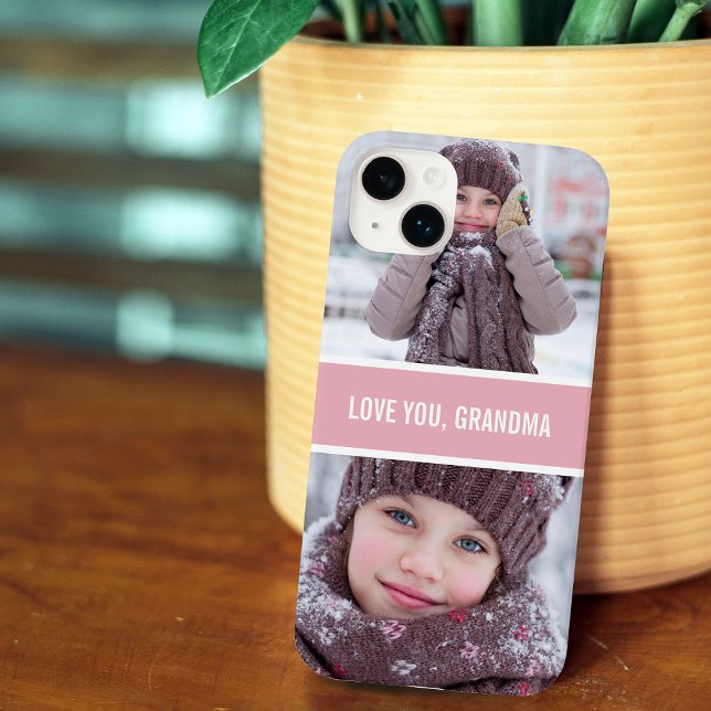 Modern Love You Grandma 2 Photos Blush Pink Case-Mate iPhone Case (Creator Uploaded)