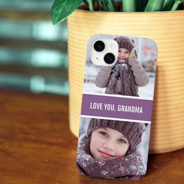 Modern Love You Grandma 2 Photos Purple Case-Mate iPhone Case (Creator Uploaded)