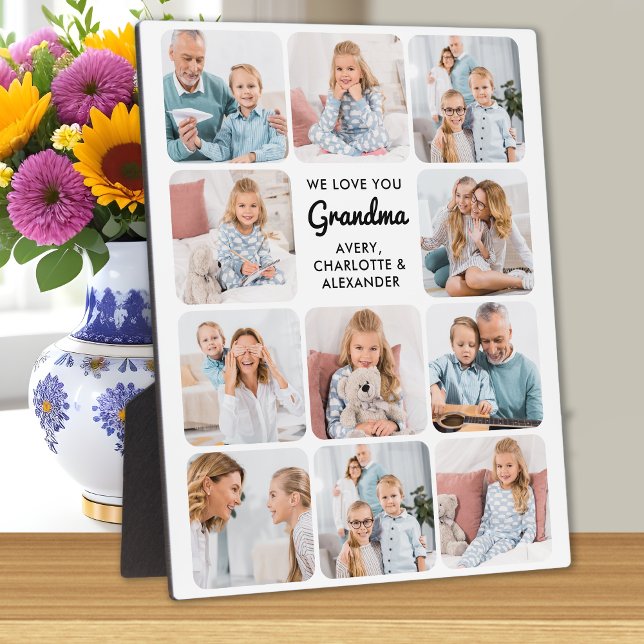 Modern Love You Grandma Custom 11 Photo Collage Plaque (Creator Uploaded)