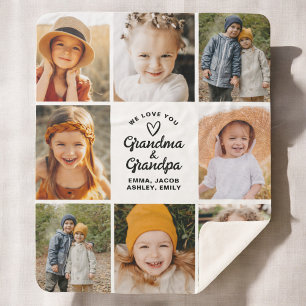 Modern Love You Grandma Grandpa Instagram Photo Sherpa Blanket