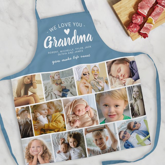 Modern Love You Grandma Photo Collage Apron (Creator Uploaded)