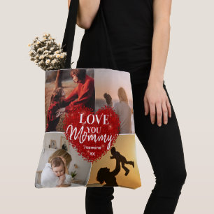 Modern Love You Mom/Mommy/Other Photo Collage  Tote Bag