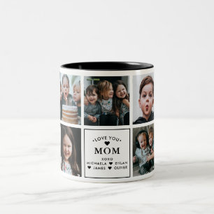 Modern Love You Mum 9-Photo Collage Gift Two-Tone Coffee Mug