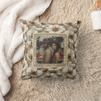Modern Lovebird Golden Anniversary  Throw Pillow 
