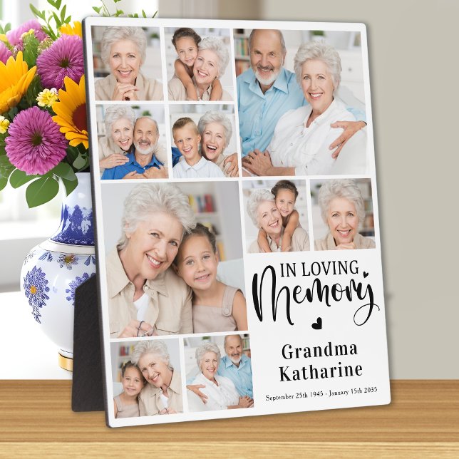 Modern Loving Memory 10 Photo Collage Memorial Plaque (Creator Uploaded)