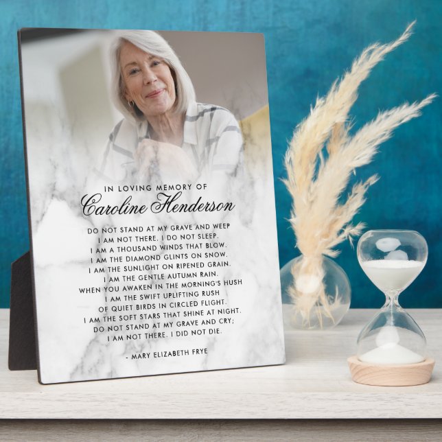 Modern Loving Memory Marble Photo & Quote Plaque (Side)