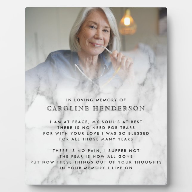 Modern Loving Memory Marble Photo & Quote Plaque (Front)