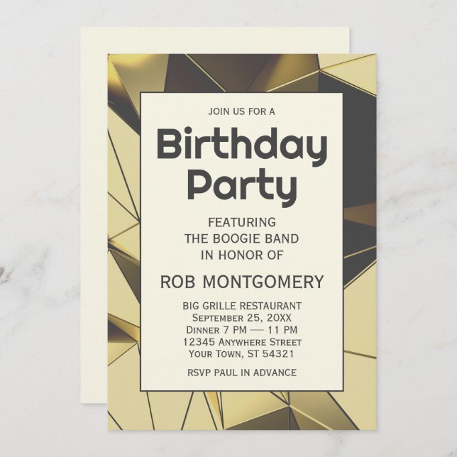 Modern Low-Poly Geometric Party Invitation (Front/Back)