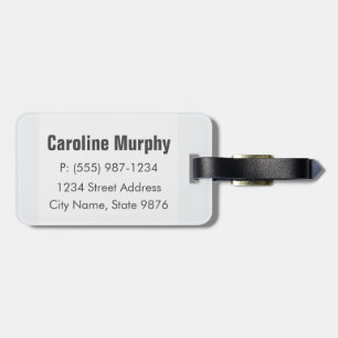 Modern Luggage Tag - Clean Simple, Clear White
