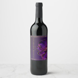 Modern Luminous Violets Purple Wedding  Wine Label