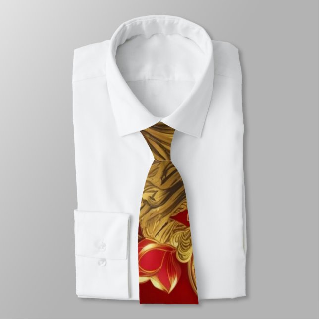 Modern lunar new year modern asian pattern tie (Tied)
