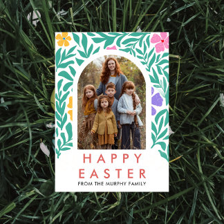 Modern Lush Foliage Illustrated Easter Holiday Card