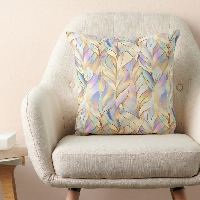 Modern Luxe Abstract Pattern Throw Pillow (elegant chic glam modern iridescent pastel pink purple blue pattern throw pillow)