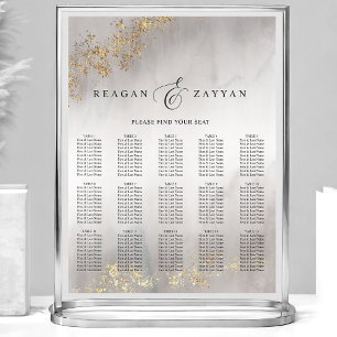 Modern Luxe Gold Flecks Grey Wedding Seating Chart