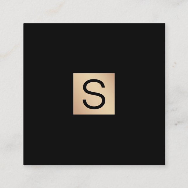 Modern Luxe Gold Monogram Square Business Card (Front)
