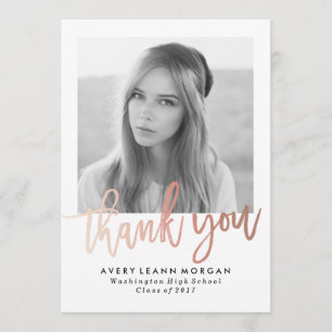 Modern Luxe Graduation Thank You Photo Card