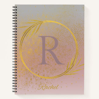 Modern Luxe Lavender & Gold Custom Name & Initial  Notebook