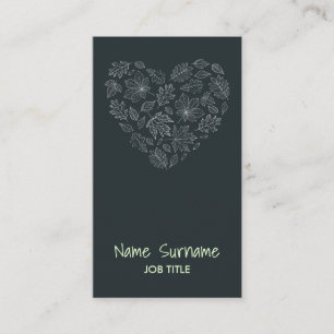 Modern Luxe Leave Heart Shape Vertical Business Card