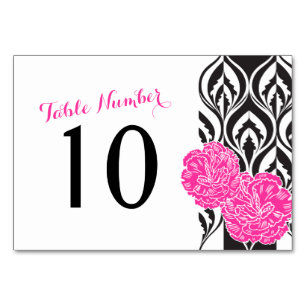 Modern luxe pink carnations wedding table numbers