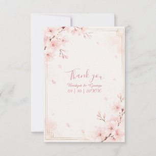 Modern Luxe Sakura Wedding Blossom Thank You Card