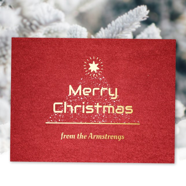 Modern Luxe Script Merry Christmas Bordeaux Foil Holiday Postcard (Modern Merry Christmas Script Foil Holiday Postcard ©Susanne Sachers - Sunny Mind 🌞)