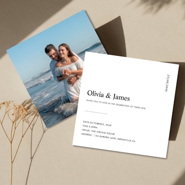 Modern Luxe Script Wedding Invitation with Framed  (Creator Uploaded)