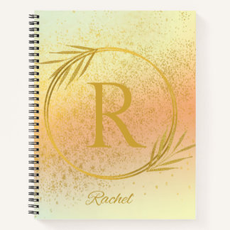 Modern Luxe Soft Pink & Gold Custom Name & Initial Notebook