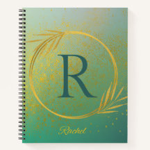 Modern Luxe Turquoise & Gold Custom Name & Initial