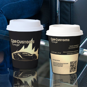 Modern Luxurious Black and Gold Car Business Paper Cups