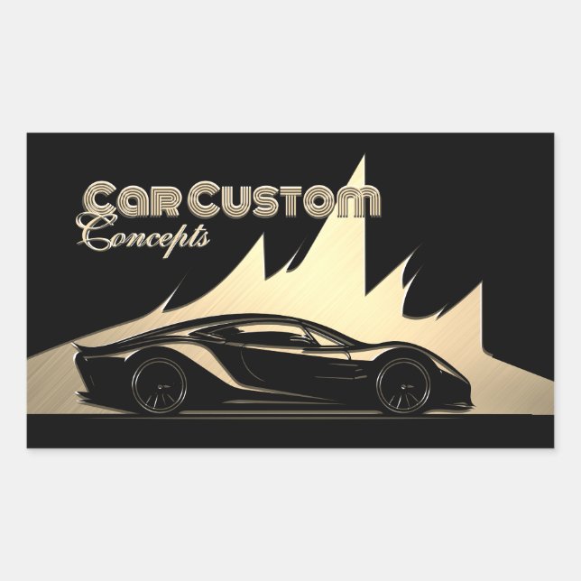 Modern Luxurious Black and Gold engraved-style Car Rectangular Sticker (Front)