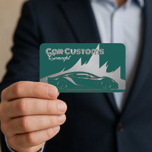 Modern Luxurious Teal Silver engraved-style Car Business Card