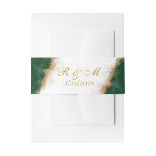 Modern Luxury Agate Gold & Green Wedding Invitation Belly Band