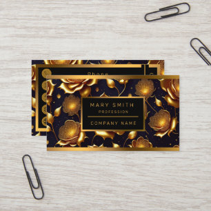 Modern Luxury Big Gold Rose Collection Business Card