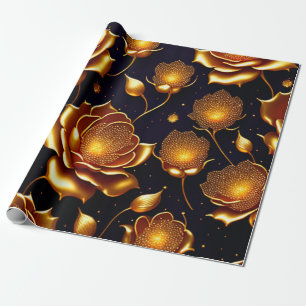 Modern Luxury Big Gold Rose Collection Wrapping Paper