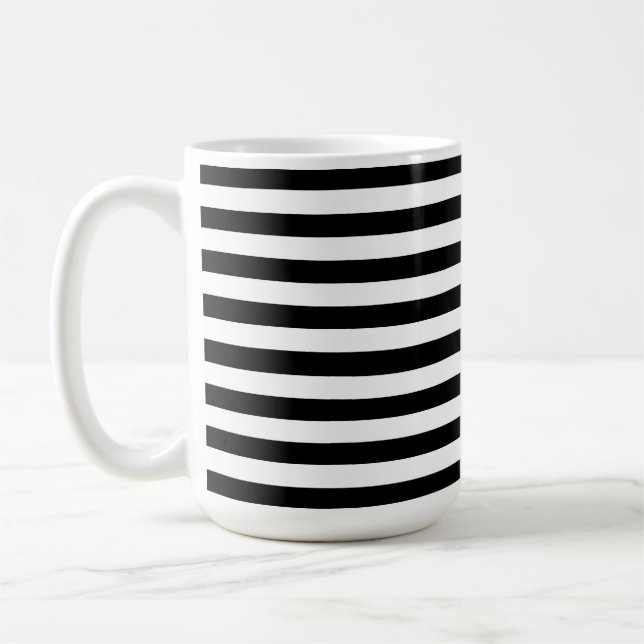Modern Luxury Black and white stripes pattern Coffee Mug (Left)