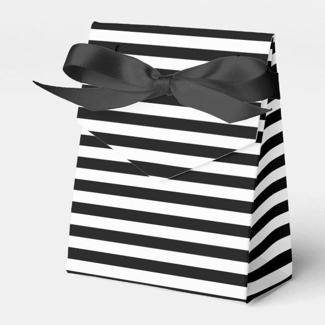 Modern Luxury Black and white stripes pattern Favour Box (Front Side)
