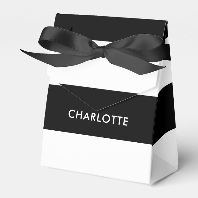 Modern Luxury Black and white stripes pattern Favour Box (Front Side)