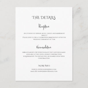 Modern Luxury black and white wedding details Enclosure Card